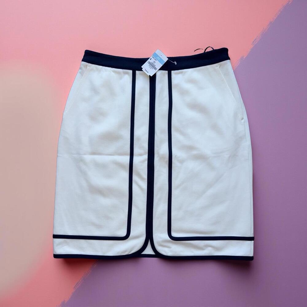 J. Mclaughlin Marf Skirt Mini Women's 6 NWT White Navy Preppy Summer Solid
